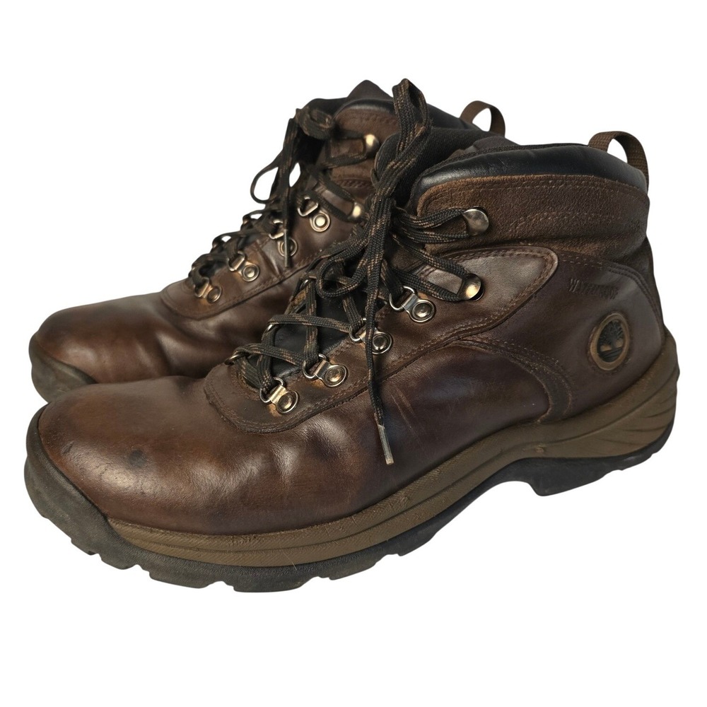 Timberland Flume Mid Waterproof Hiking Boots Mens 11M Dark Brown Leather 18128